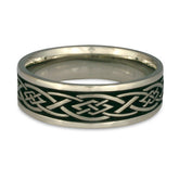 Wide Celtic Diamond Wedding Ring in 14K White Gold